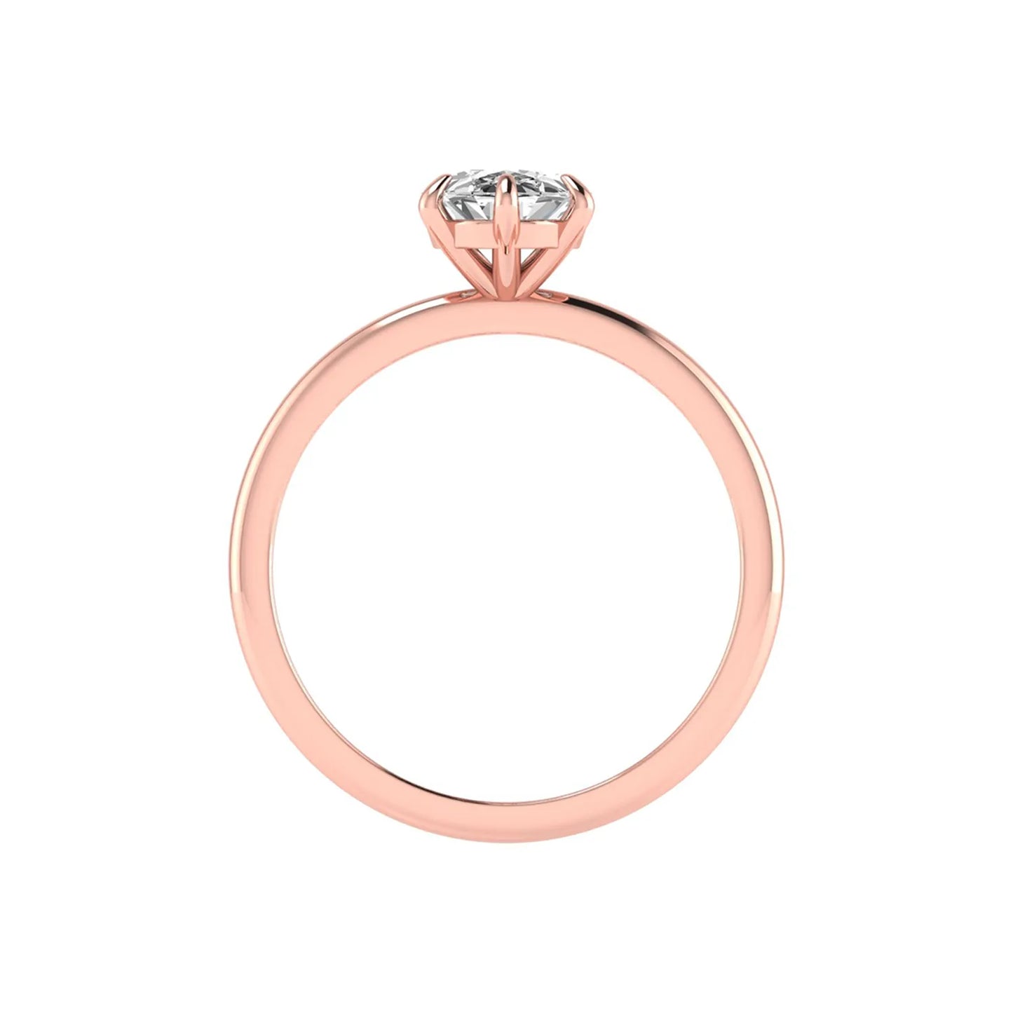 Oval cut lab grown diamond solitaire engagement ring featuring a 1.15 carat IGI certified center diamond in a classic six-prong setting in rose gold