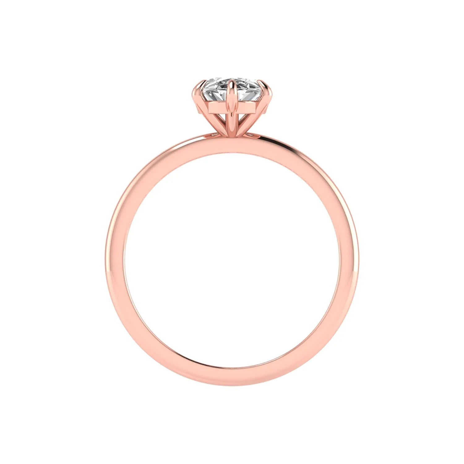 Oval cut lab grown diamond solitaire engagement ring featuring a 1.15 carat IGI certified center diamond in a classic six-prong setting in rose gold