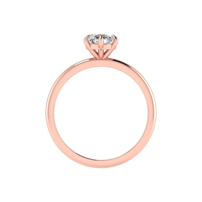 Oval cut lab grown diamond solitaire engagement ring featuring a 1.15 carat IGI certified center diamond in a classic six-prong setting in rose gold