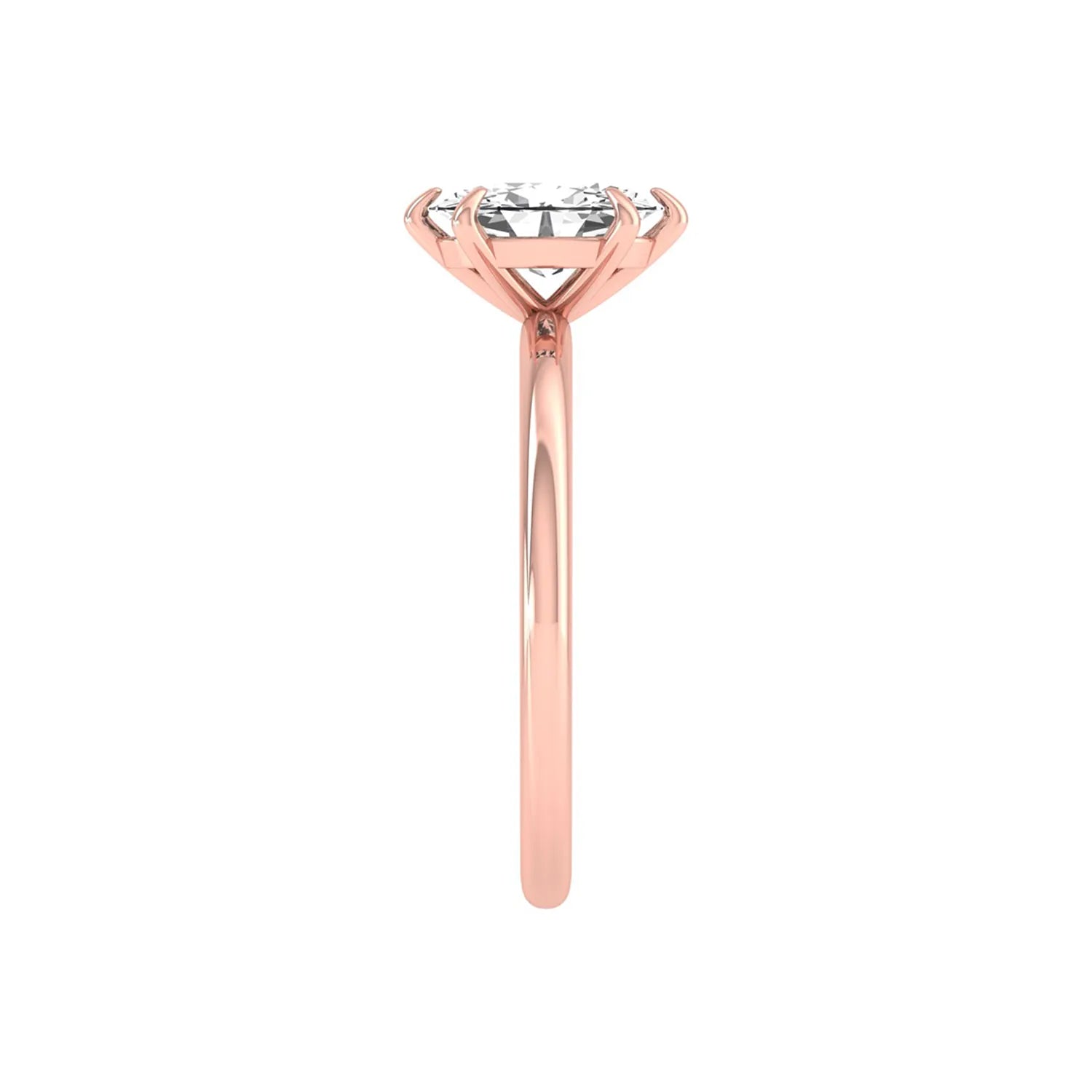 Oval cut lab grown diamond solitaire engagement ring featuring a 1.15 carat IGI certified center diamond in a classic six-prong setting in rose gold