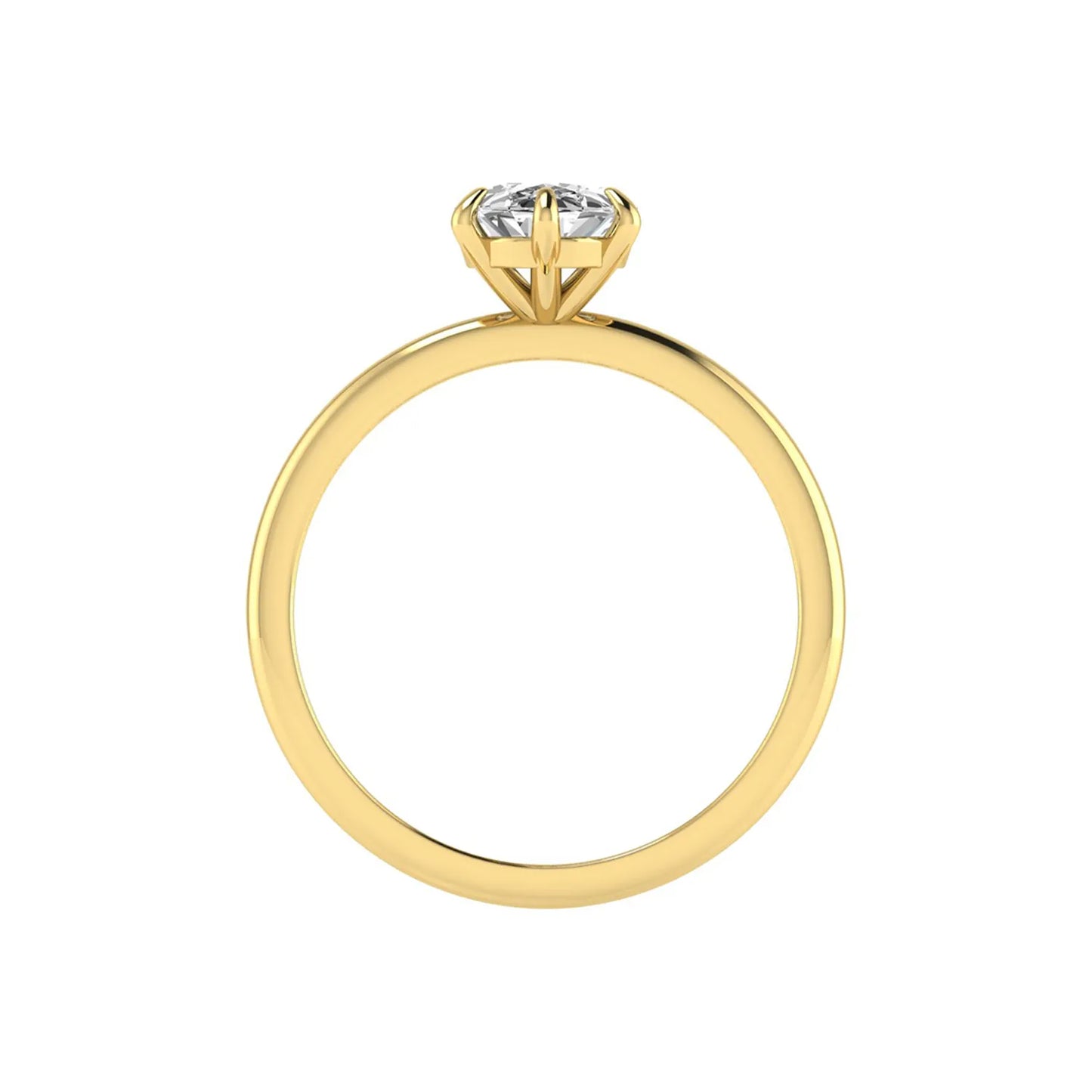 Oval cut lab grown diamond solitaire engagement ring featuring a 1.15 carat IGI certified center diamond in a classic six-prong setting in yellow gold