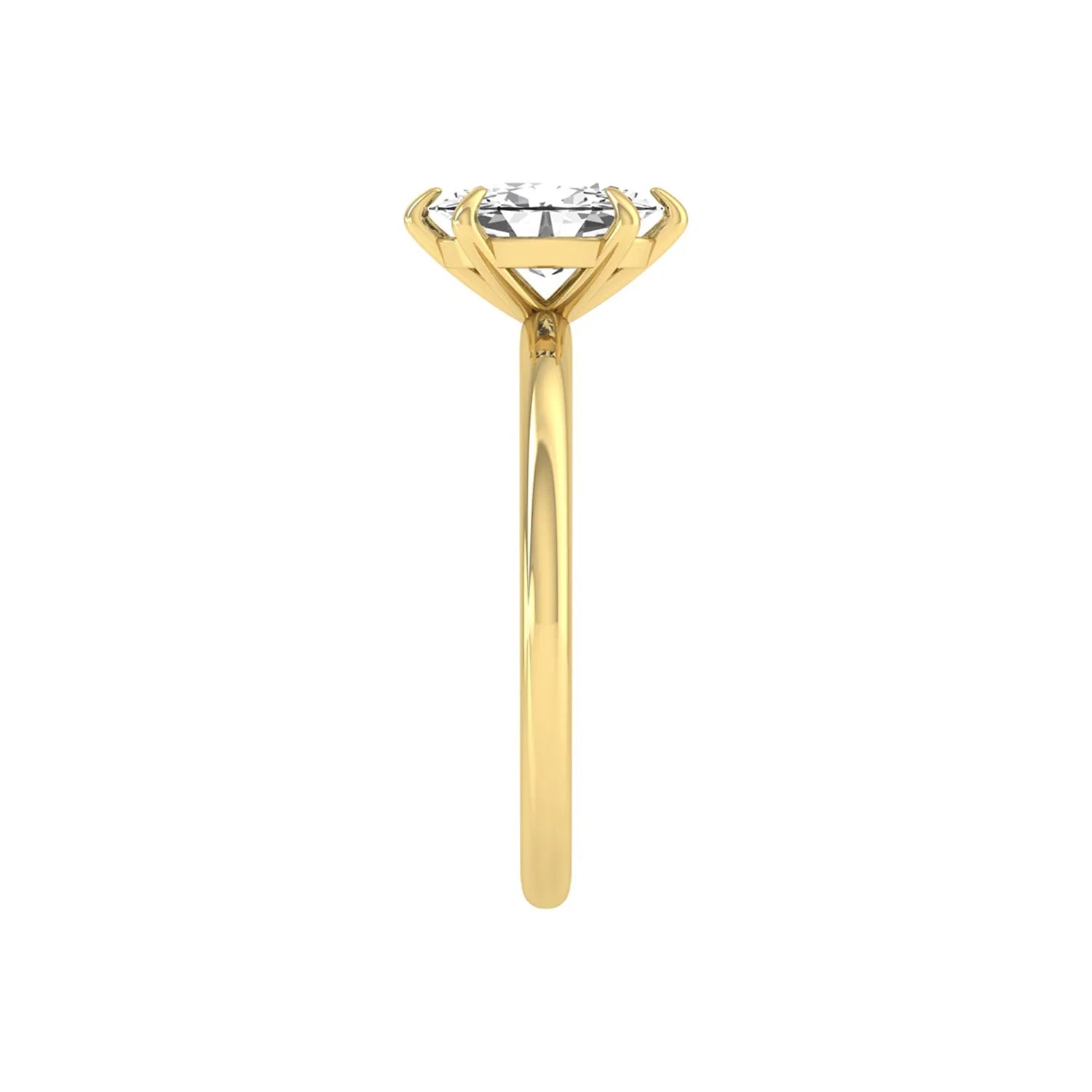 Oval cut lab grown diamond solitaire engagement ring featuring a 1.15 carat IGI certified center diamond in a classic six-prong setting in yellow gold