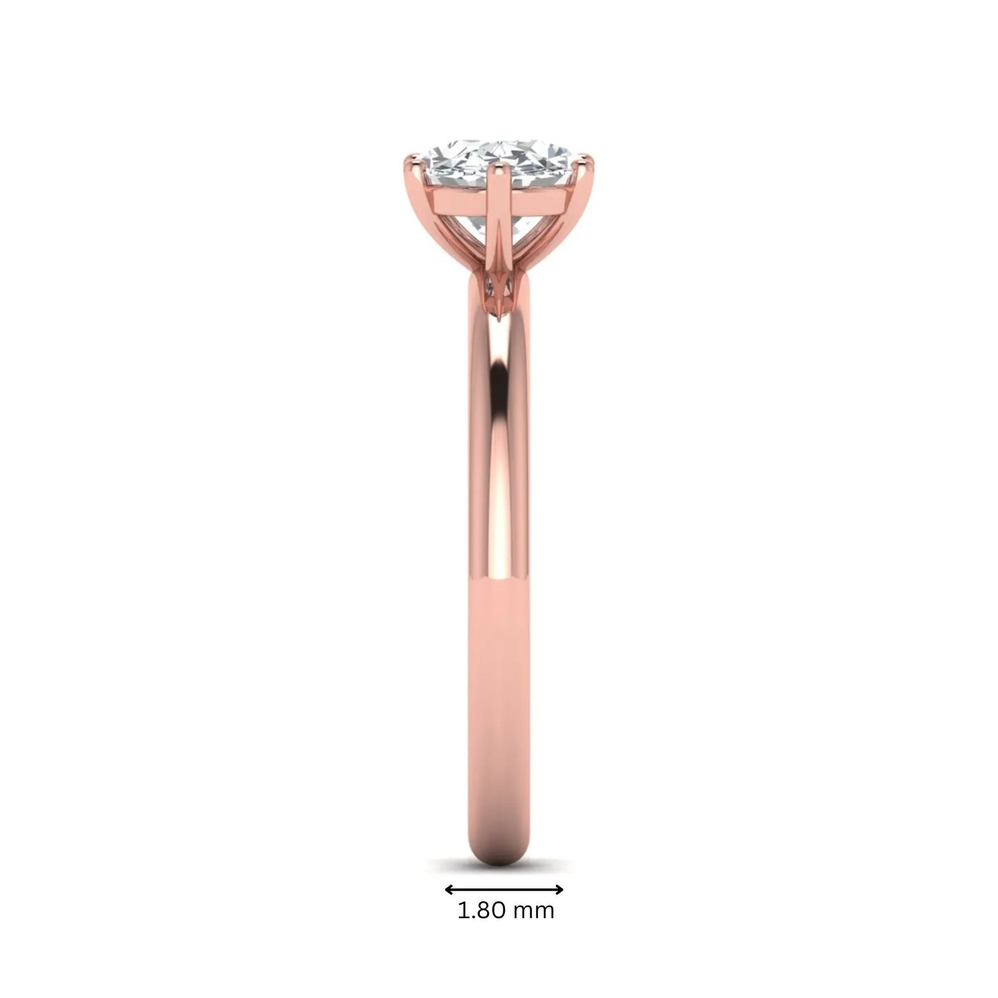 Oval cut solitaire lab grown diamond engagement ring featuring a 1.21 carat IGI certified oval cut center diamond in rose gold.