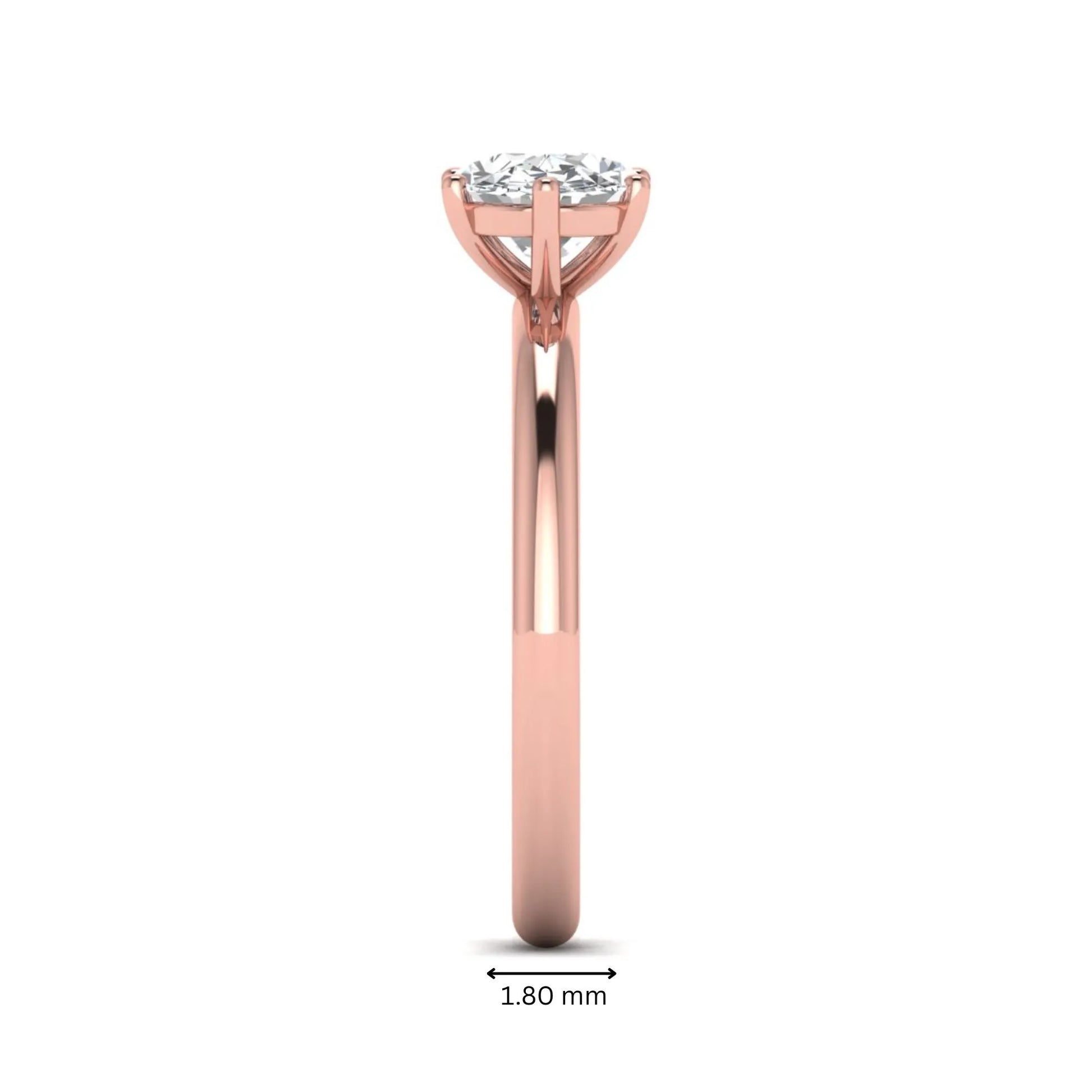 Oval cut solitaire lab grown diamond engagement ring featuring a 1.21 carat IGI certified oval cut center diamond in rose gold.