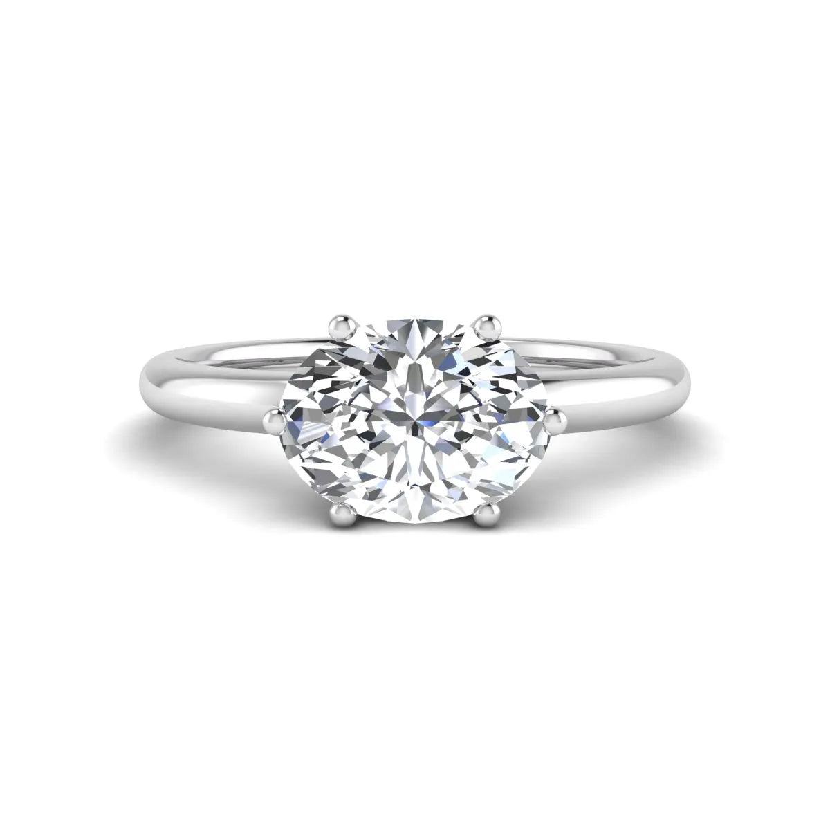 Oval cut solitaire lab grown diamond engagement ring featuring a 1.21 carat IGI certified oval cut center diamond in white gold.