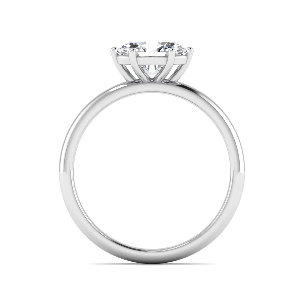Oval cut solitaire lab grown diamond engagement ring featuring a 1.21 carat IGI certified oval cut center diamond in white gold.