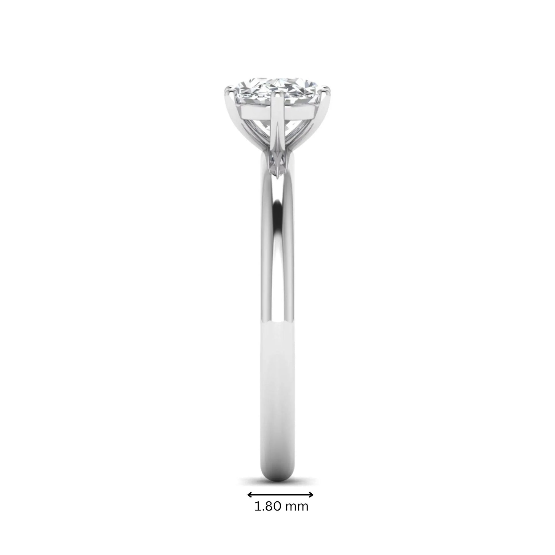 Oval cut solitaire lab grown diamond engagement ring featuring a 1.21 carat IGI certified oval cut center diamond in white gold.