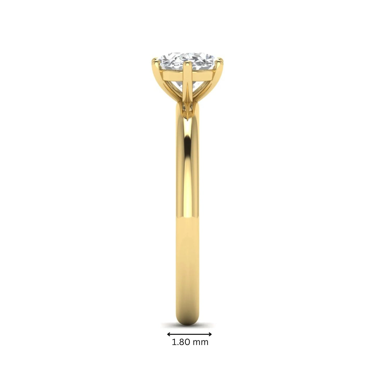 Oval cut solitaire lab grown diamond engagement ring featuring a 1.21 carat IGI certified oval cut center diamond in yellow gold.
