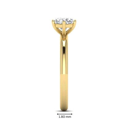 Oval cut solitaire lab grown diamond engagement ring featuring a 1.21 carat IGI certified oval cut center diamond in yellow gold.