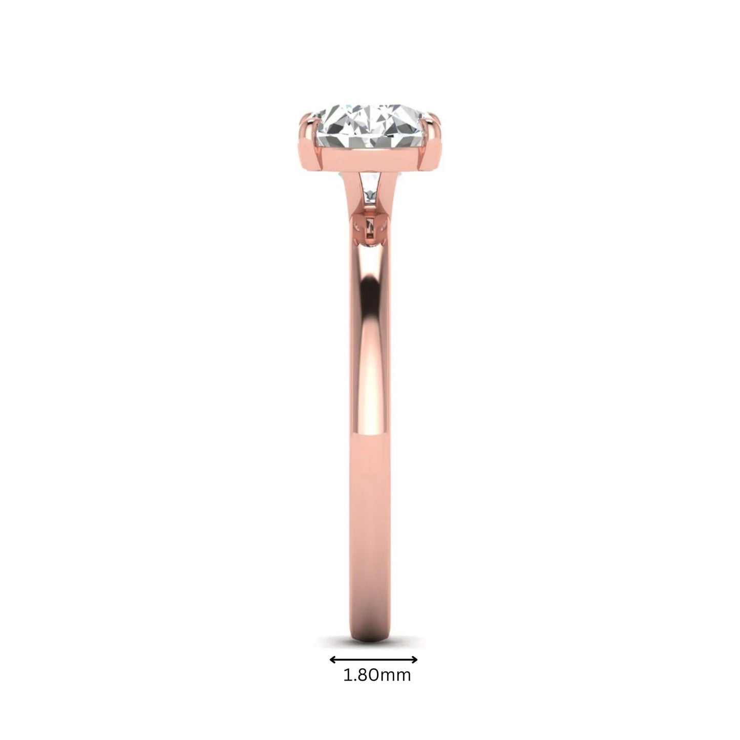 IGI certified oval cut lab grown diamond solitaire engagement ring in rose gold.