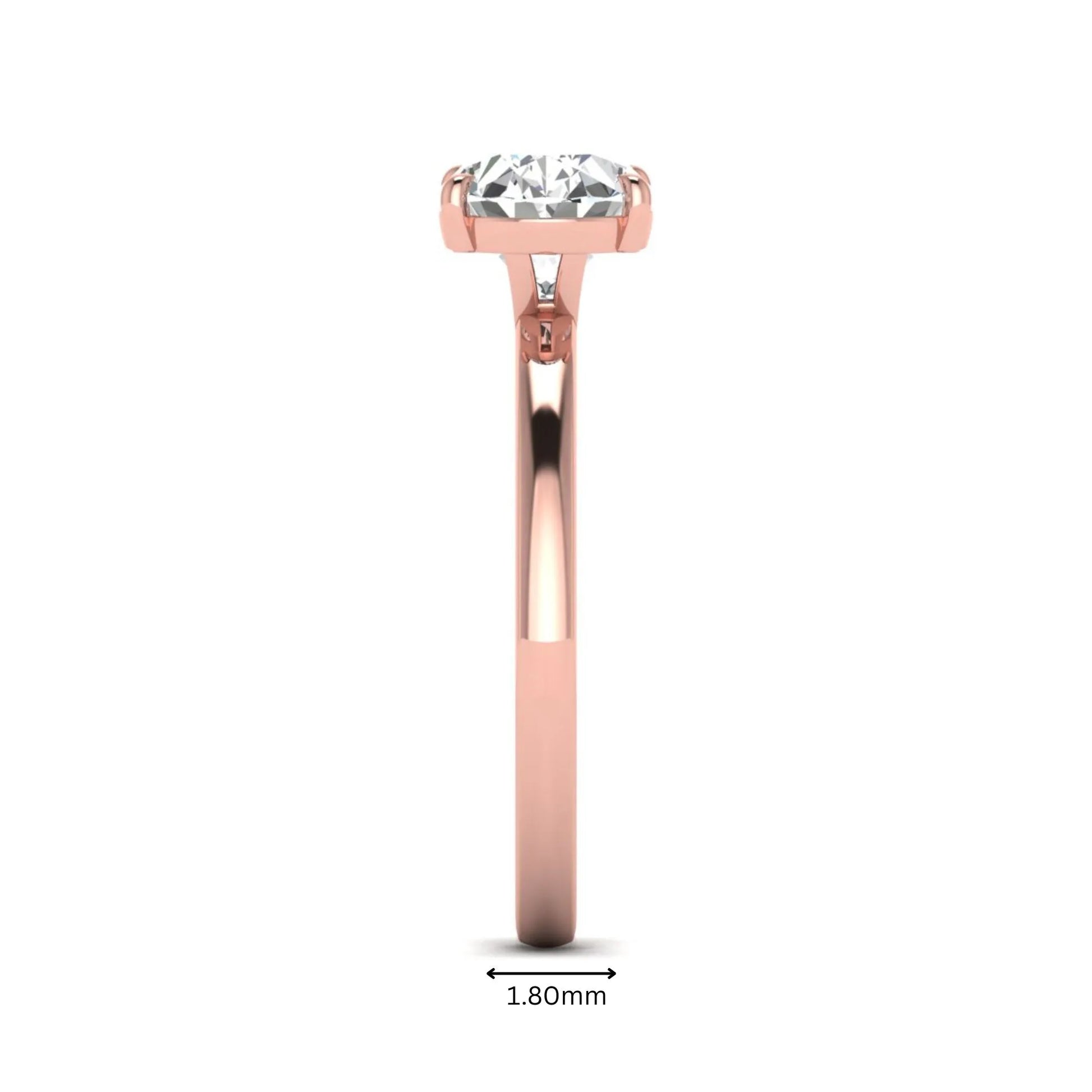 IGI certified oval cut lab grown diamond solitaire engagement ring in rose gold.