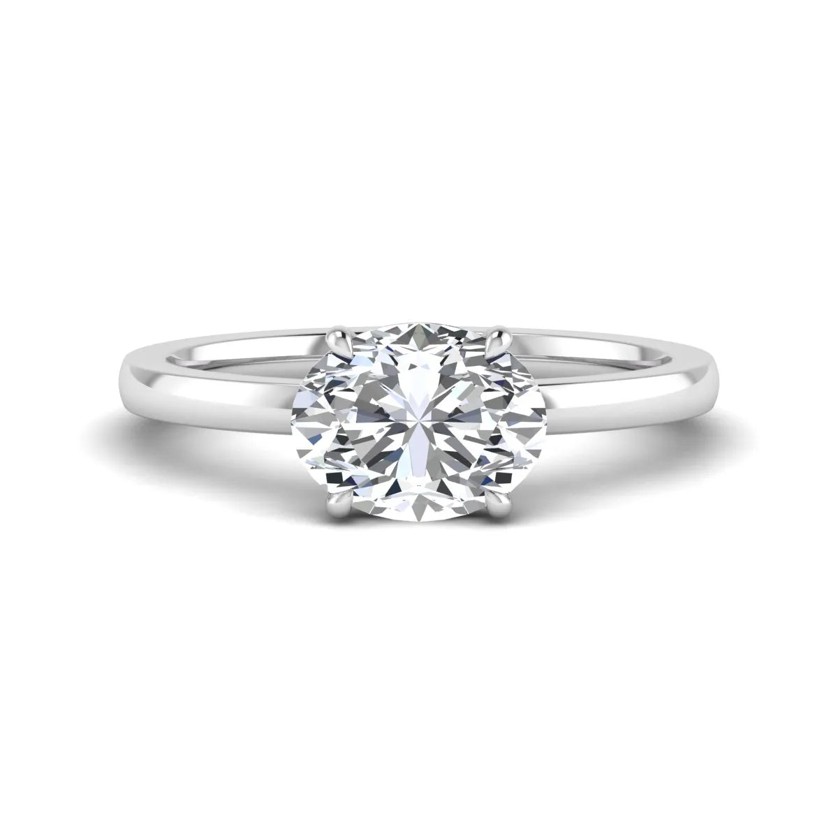 IGI certified oval cut lab grown diamond solitaire engagement ring in white gold.