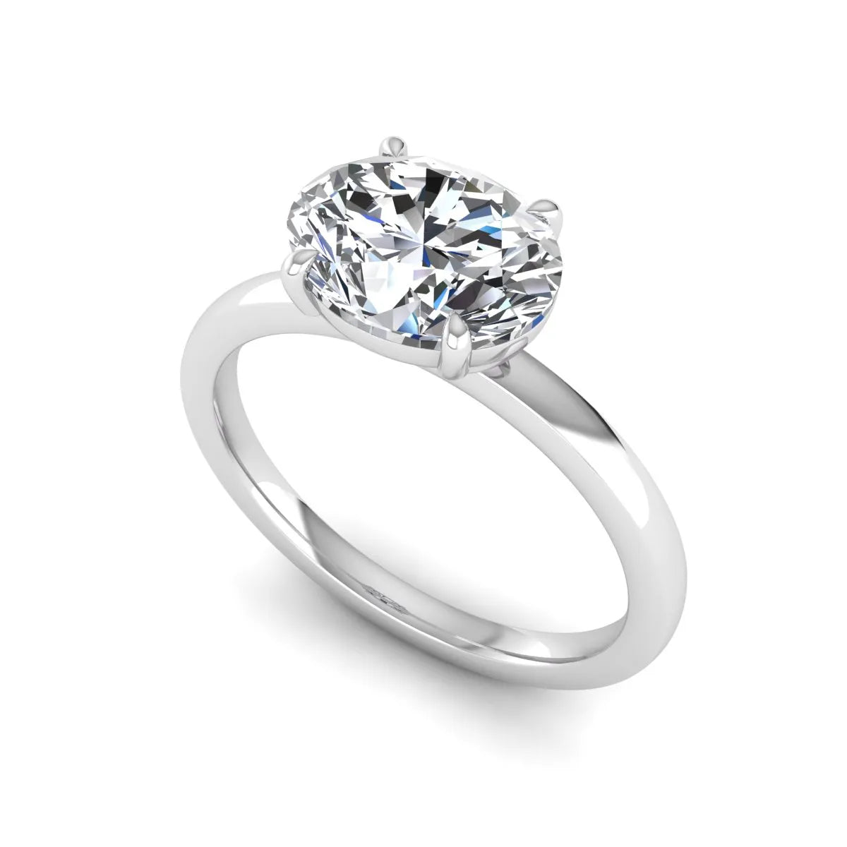 IGI certified oval cut lab grown diamond solitaire engagement ring in white gold.