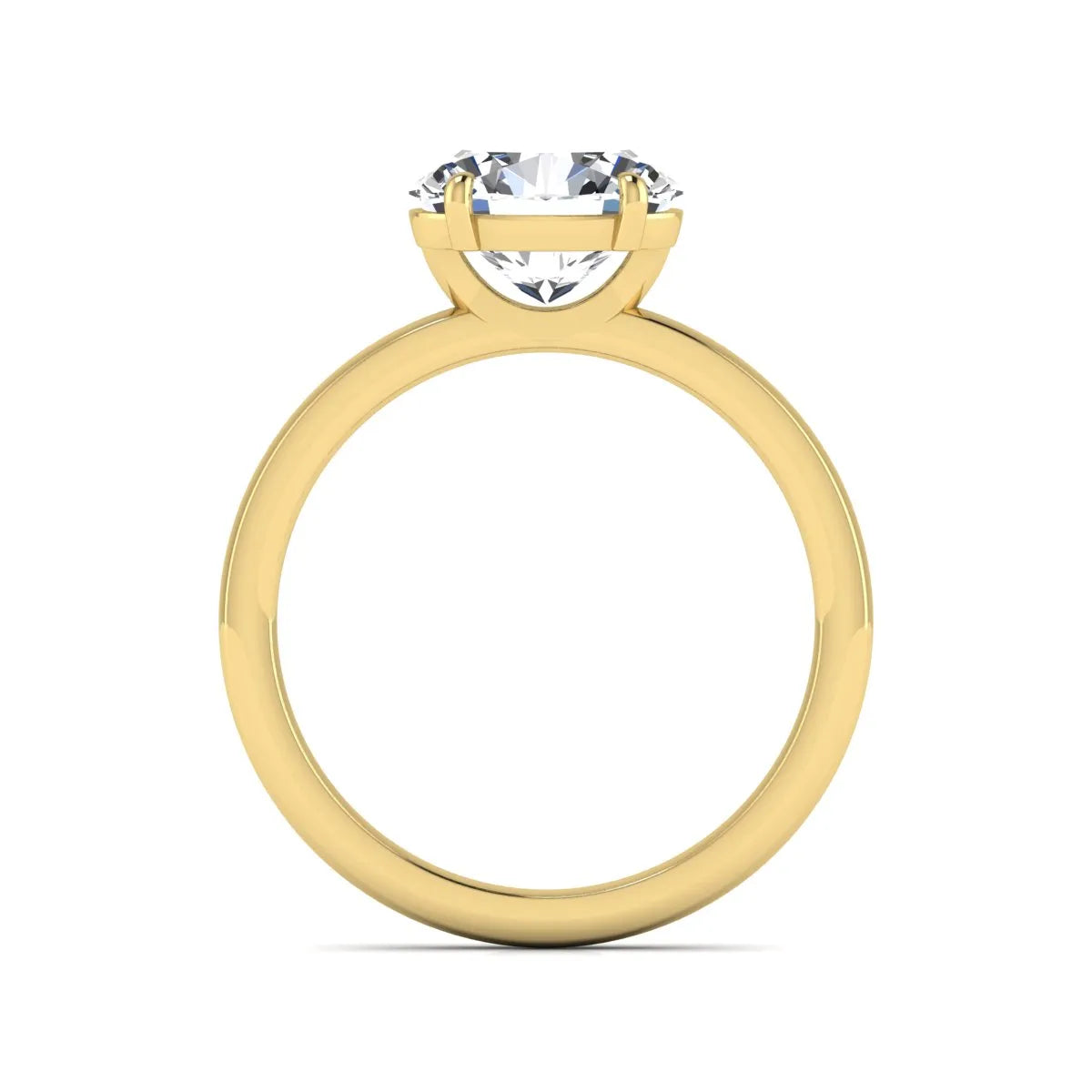IGI certified oval cut lab grown diamond solitaire engagement ring in yellow gold.