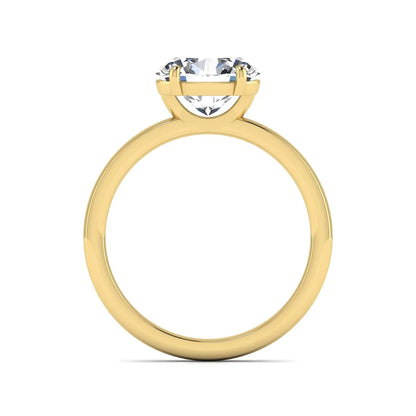 IGI certified oval cut lab grown diamond solitaire engagement ring in yellow gold.