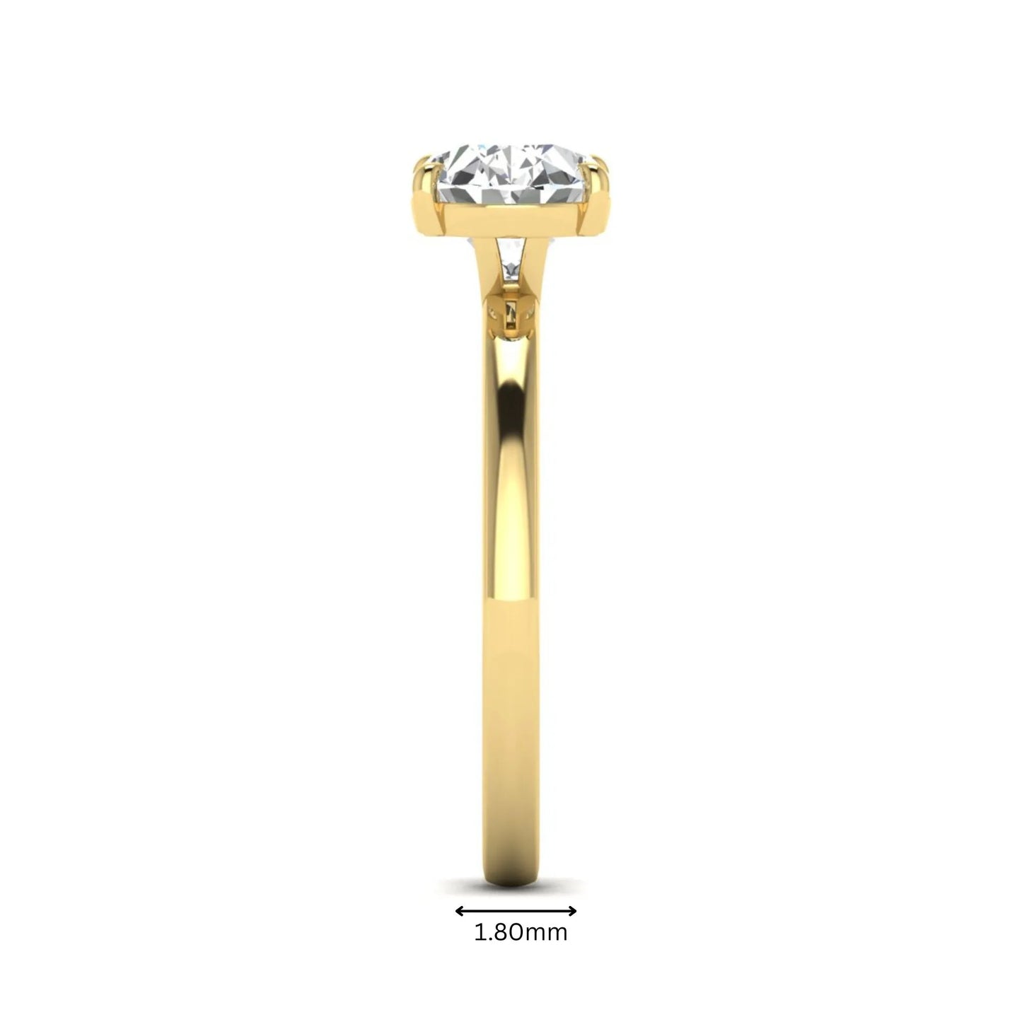 IGI certified oval cut lab grown diamond solitaire engagement ring in yellow gold.