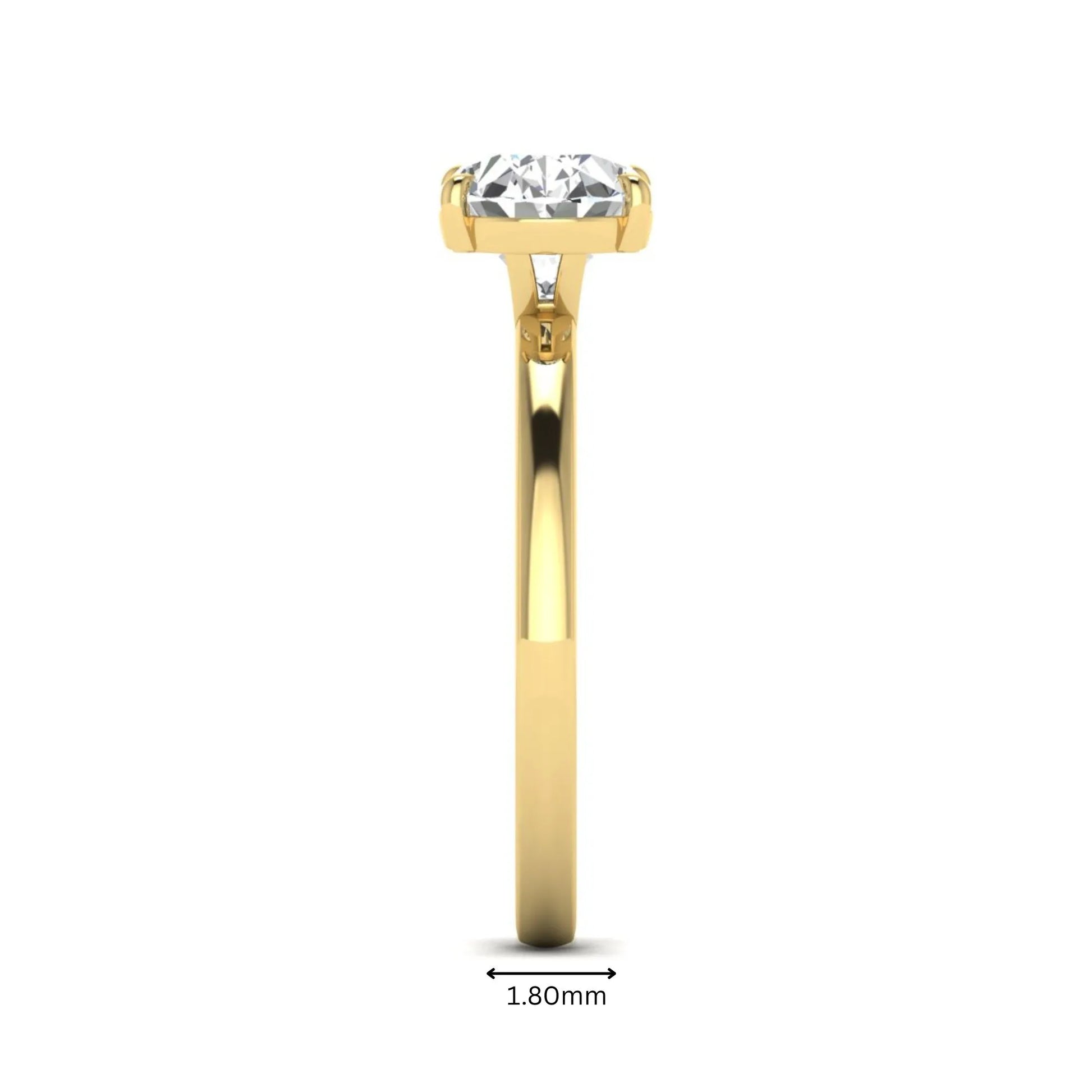 IGI certified oval cut lab grown diamond solitaire engagement ring in yellow gold.