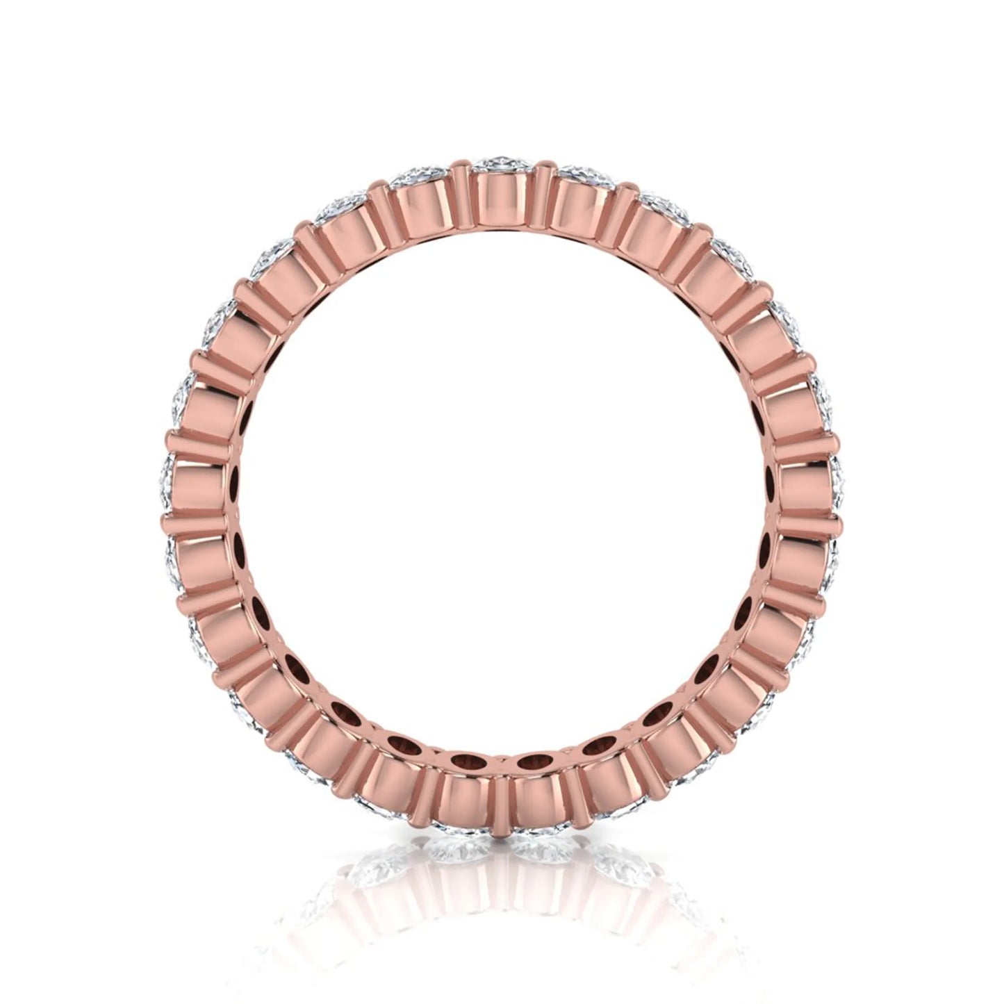 Oval cut lab grown diamond eternity band featuring a continuous row of brilliant shared-prong set diamonds in a timeless luxury design in rose gold