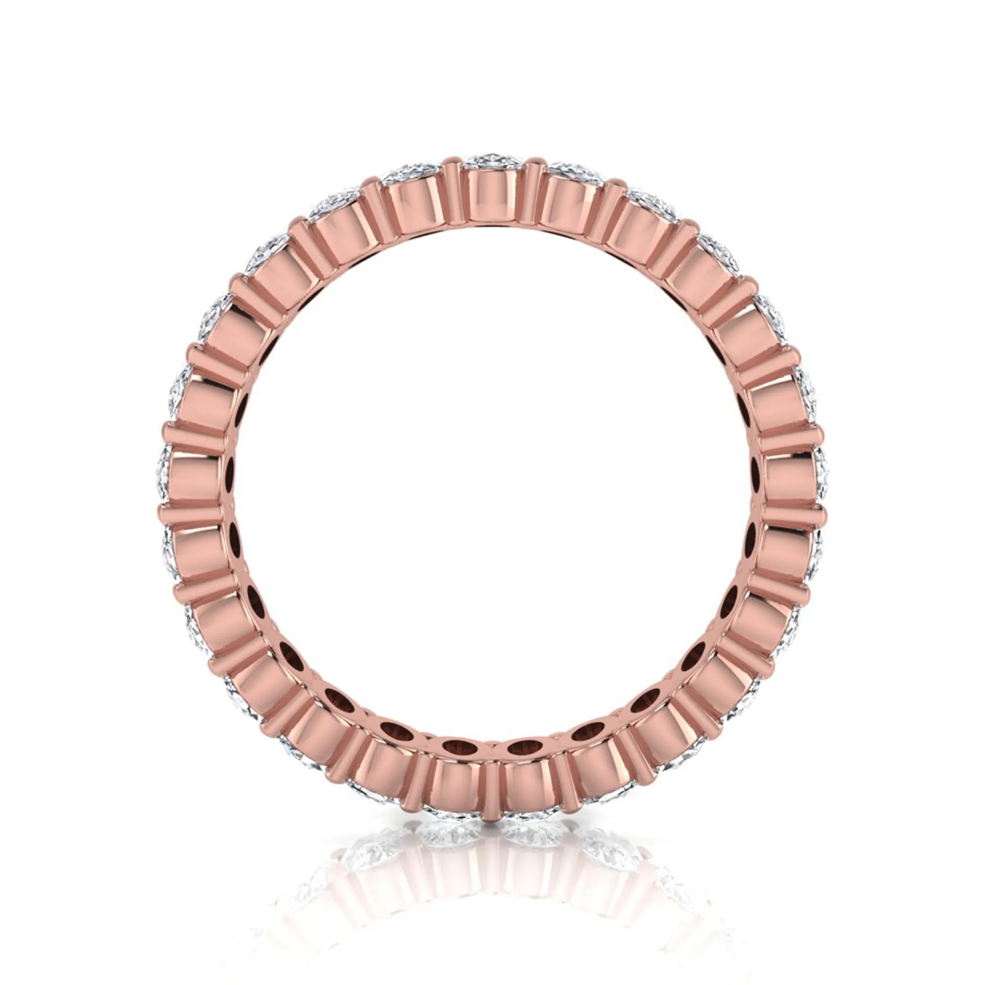 Oval cut lab grown diamond eternity band featuring a continuous row of brilliant shared-prong set diamonds in a timeless luxury design in rose gold