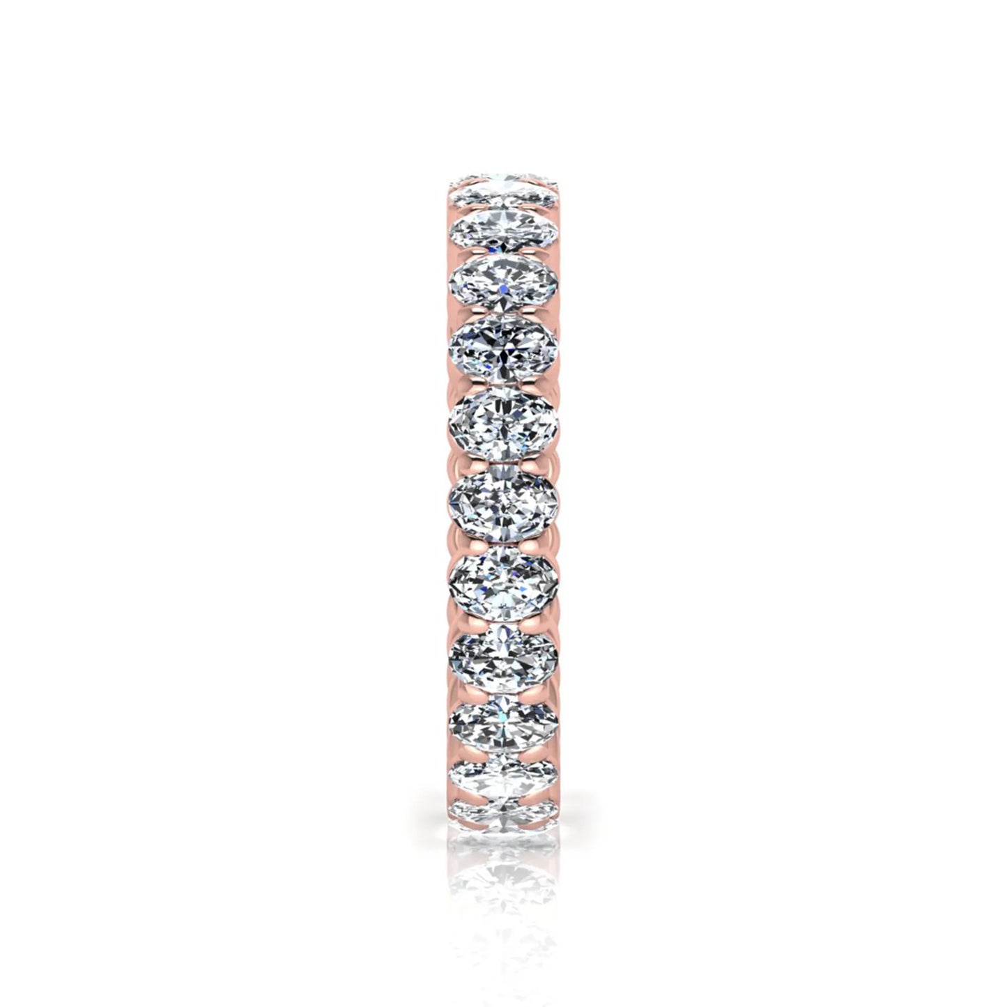 Oval cut lab grown diamond eternity band featuring a continuous row of brilliant shared-prong set diamonds in a timeless luxury design in rose gold