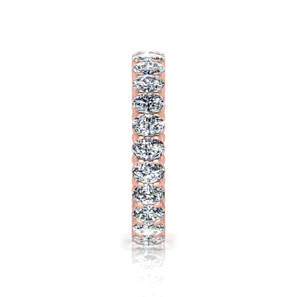 Oval cut lab grown diamond eternity band featuring a continuous row of brilliant shared-prong set diamonds in a timeless luxury design in rose gold