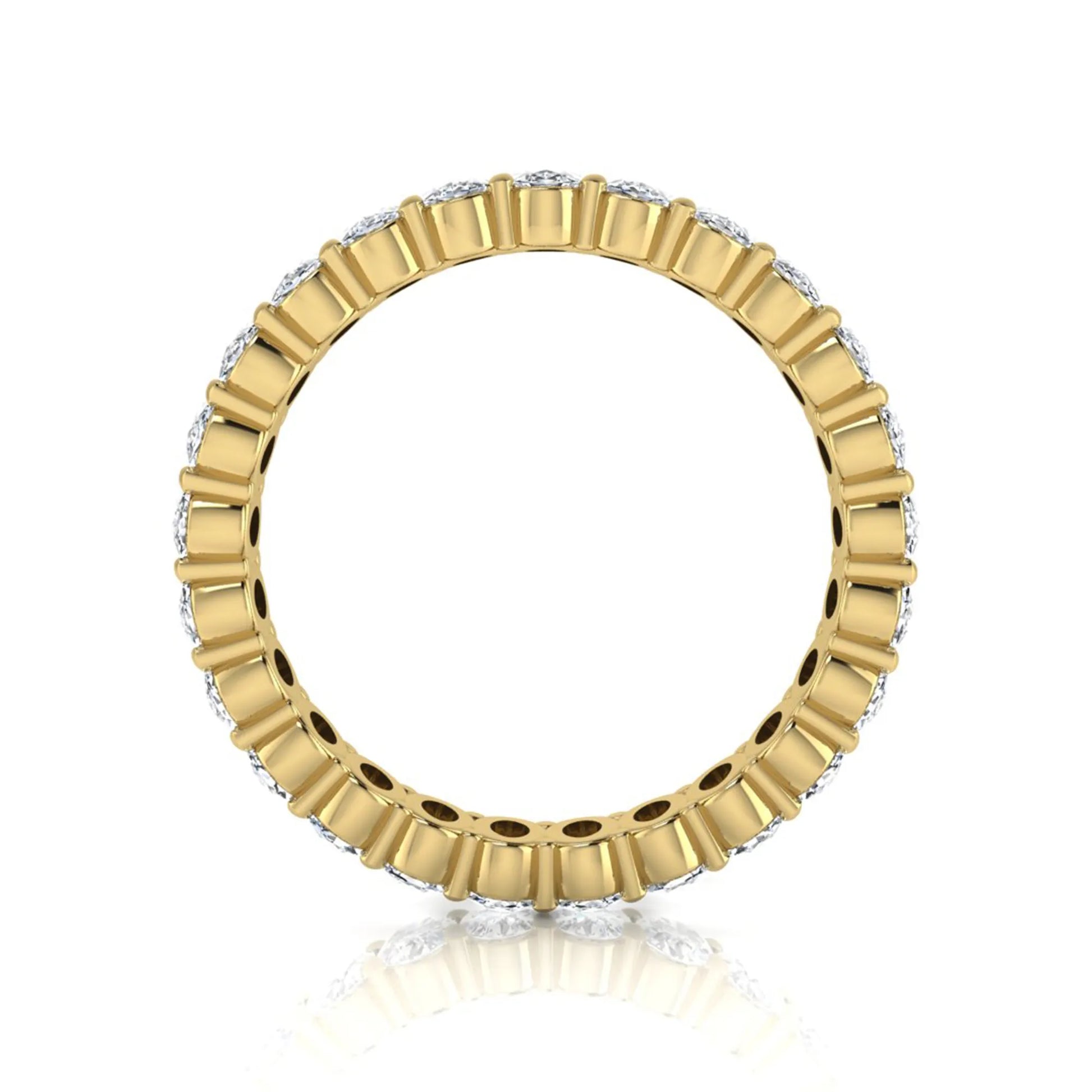 Oval cut lab grown diamond eternity band featuring a continuous row of brilliant shared-prong set diamonds in a timeless luxury design in yellow gold