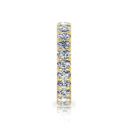 Oval cut lab grown diamond eternity band featuring a continuous row of brilliant shared-prong set diamonds in a timeless luxury design in yellow gold