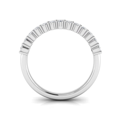 Oval cut lab grown diamond half eternity wedding band in white gold tone