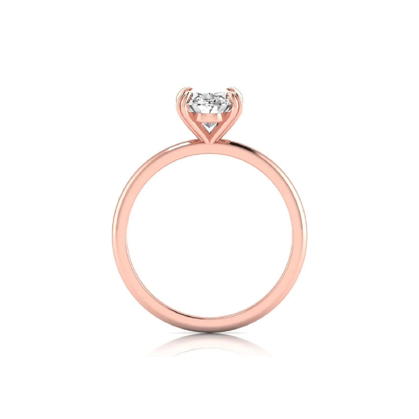 Oval lab grown diamond solitaire engagement ring featuring a 1.86 carat IGI certified oval diamond in a classic four-prong rose gold setting.