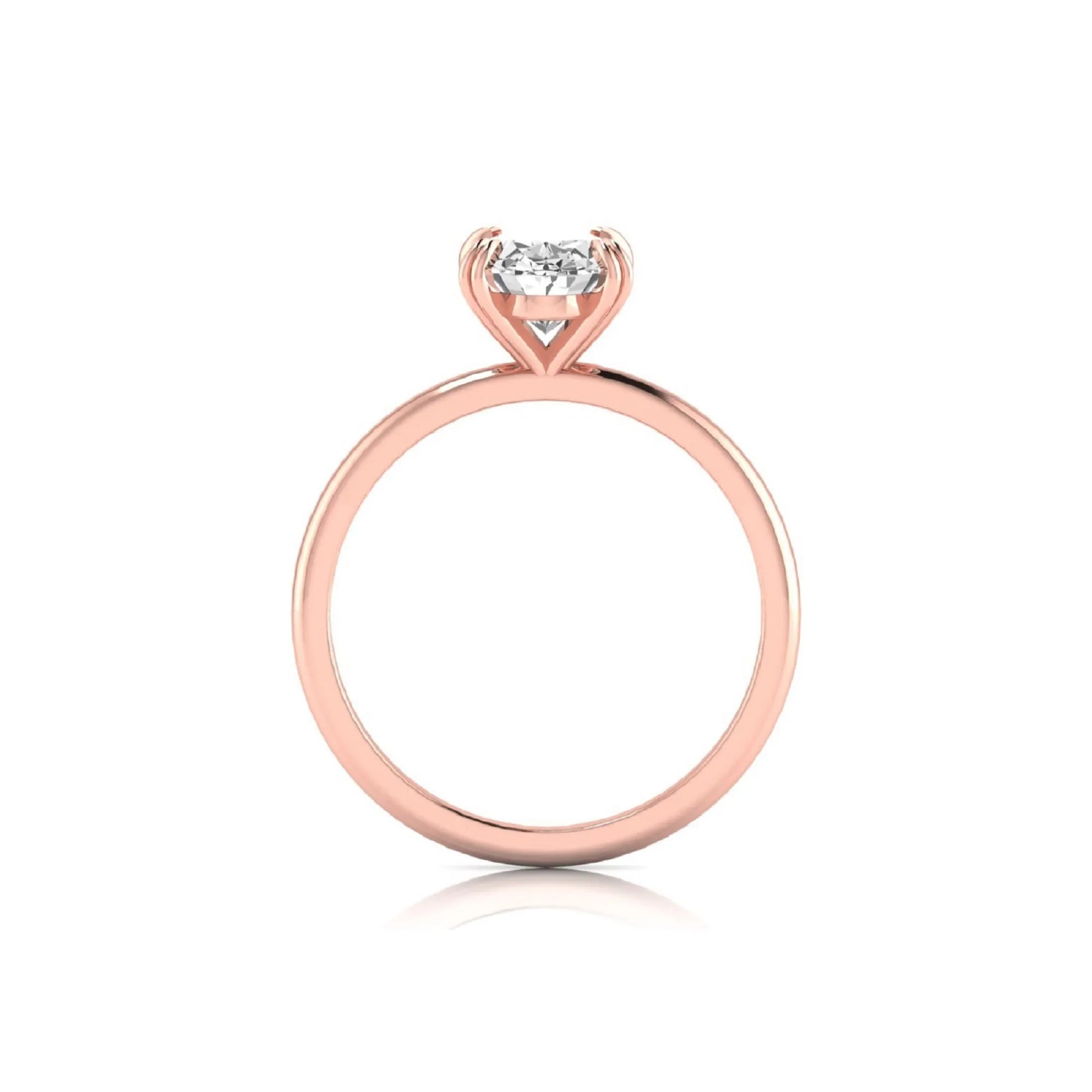 Oval lab grown diamond solitaire engagement ring featuring a 1.86 carat IGI certified oval diamond in a classic four-prong rose gold setting.