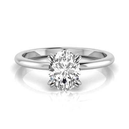 Oval lab grown diamond solitaire engagement ring featuring a 1.86 carat IGI certified oval diamond in a classic four-prong white gold setting.