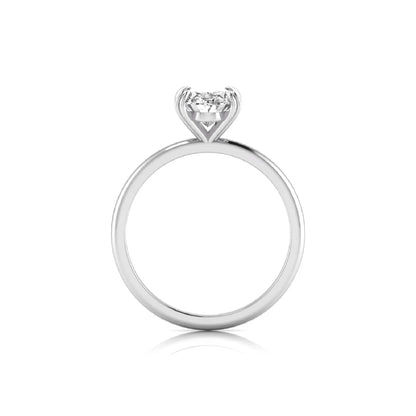 Oval lab grown diamond solitaire engagement ring featuring a 1.86 carat IGI certified oval diamond in a classic four-prong white gold setting.