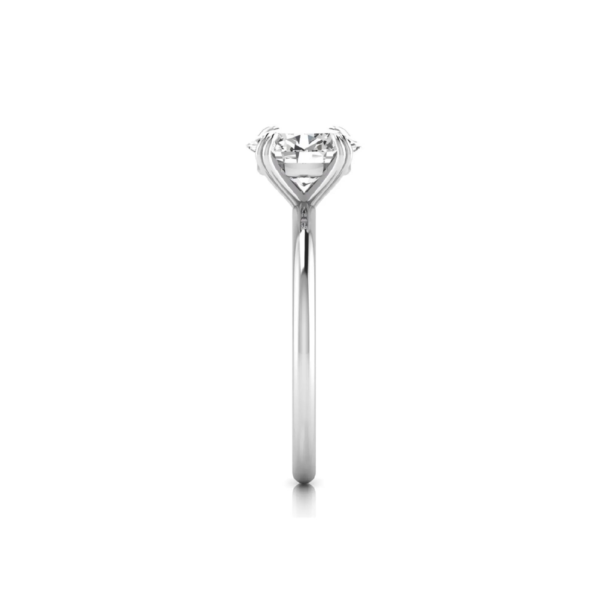 Oval lab grown diamond solitaire engagement ring featuring a 1.86 carat IGI certified oval diamond in a classic four-prong white gold setting.