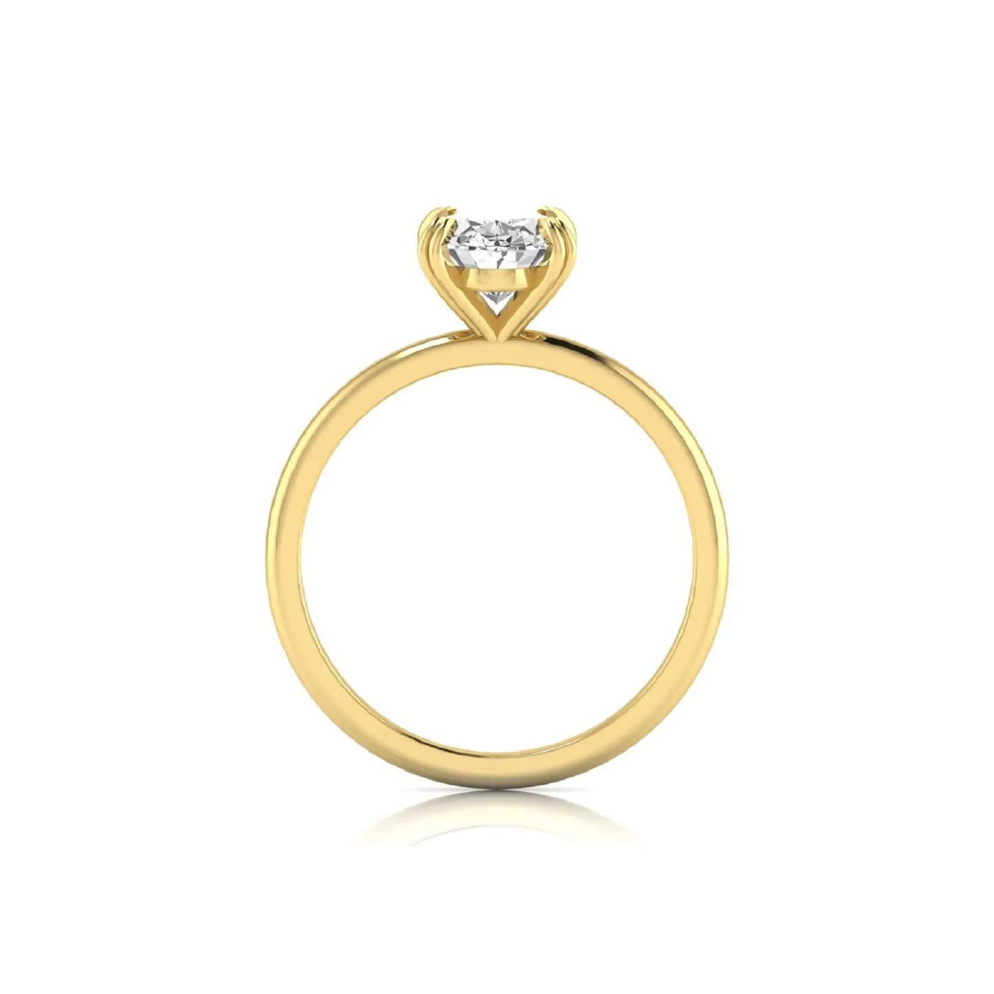 Oval lab grown diamond solitaire engagement ring featuring a 1.86 carat IGI certified oval diamond in a classic four-prong yellow gold setting.