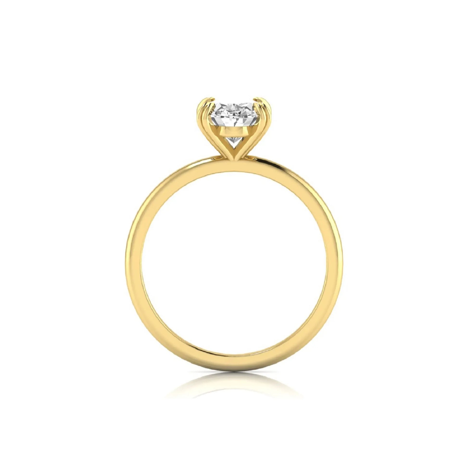 Oval lab grown diamond solitaire engagement ring featuring a 1.86 carat IGI certified oval diamond in a classic four-prong yellow gold setting.