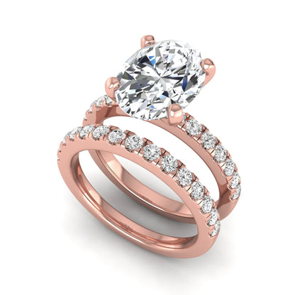 Oval Prong Set Lab Grown Diamond Bridal Ring Set