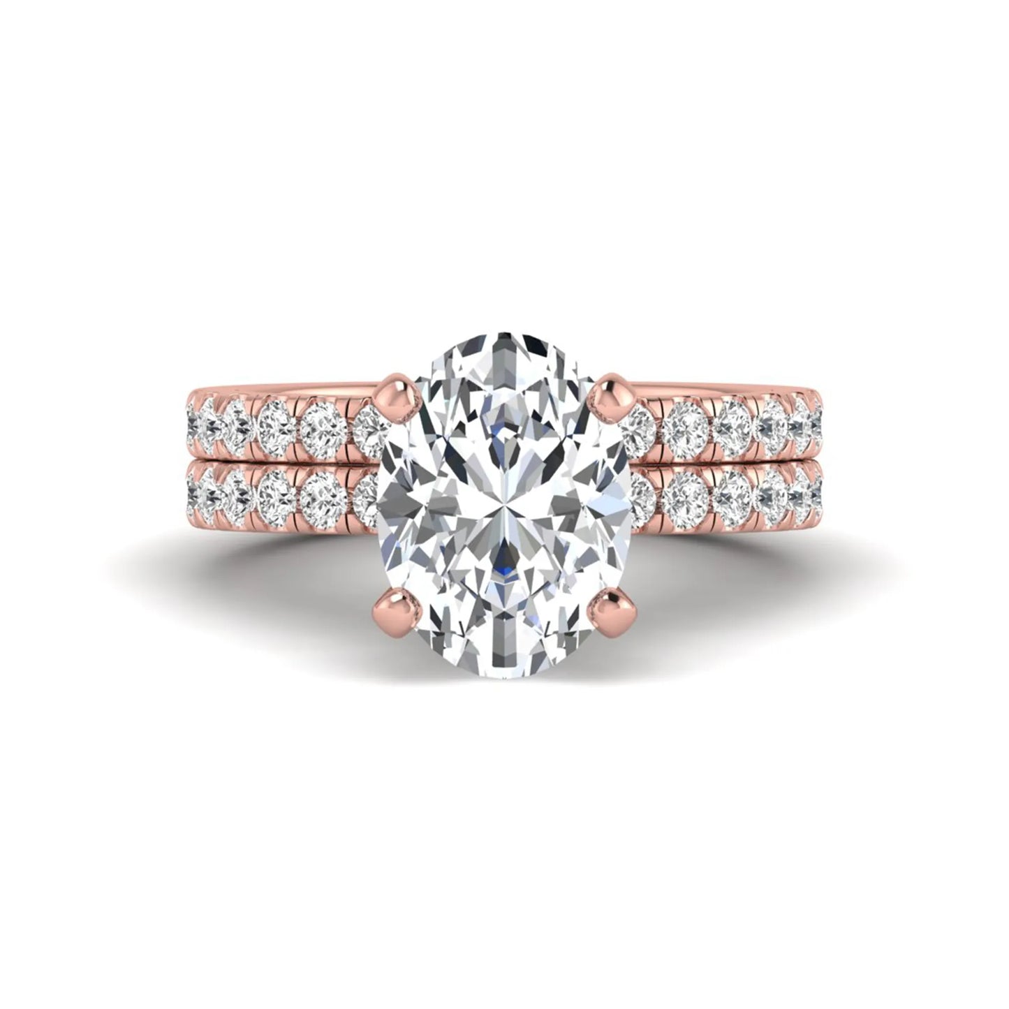 Oval Prong Set Lab Grown Diamond Bridal Ring Set