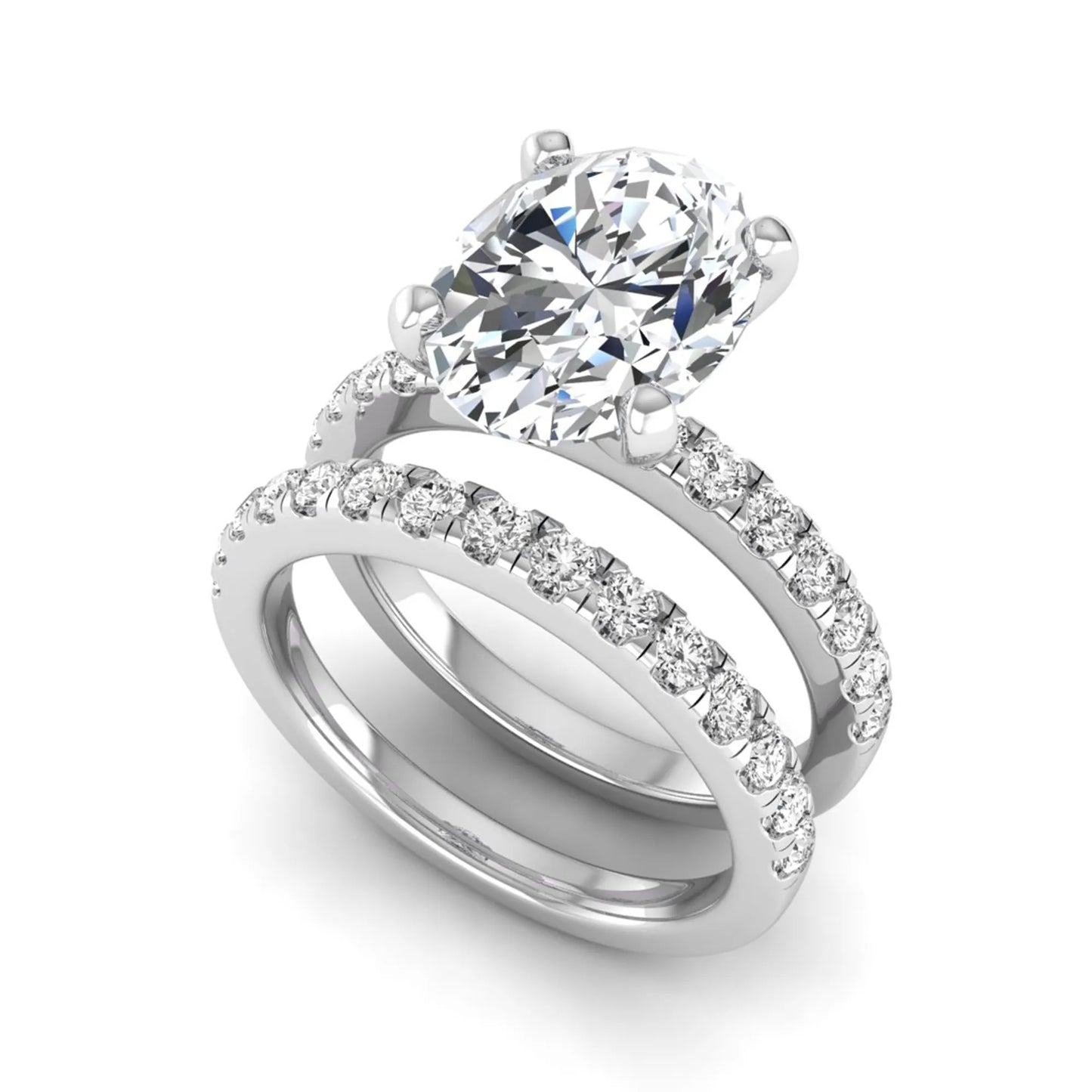 Oval Prong Set Lab Grown Diamond Bridal Ring Set