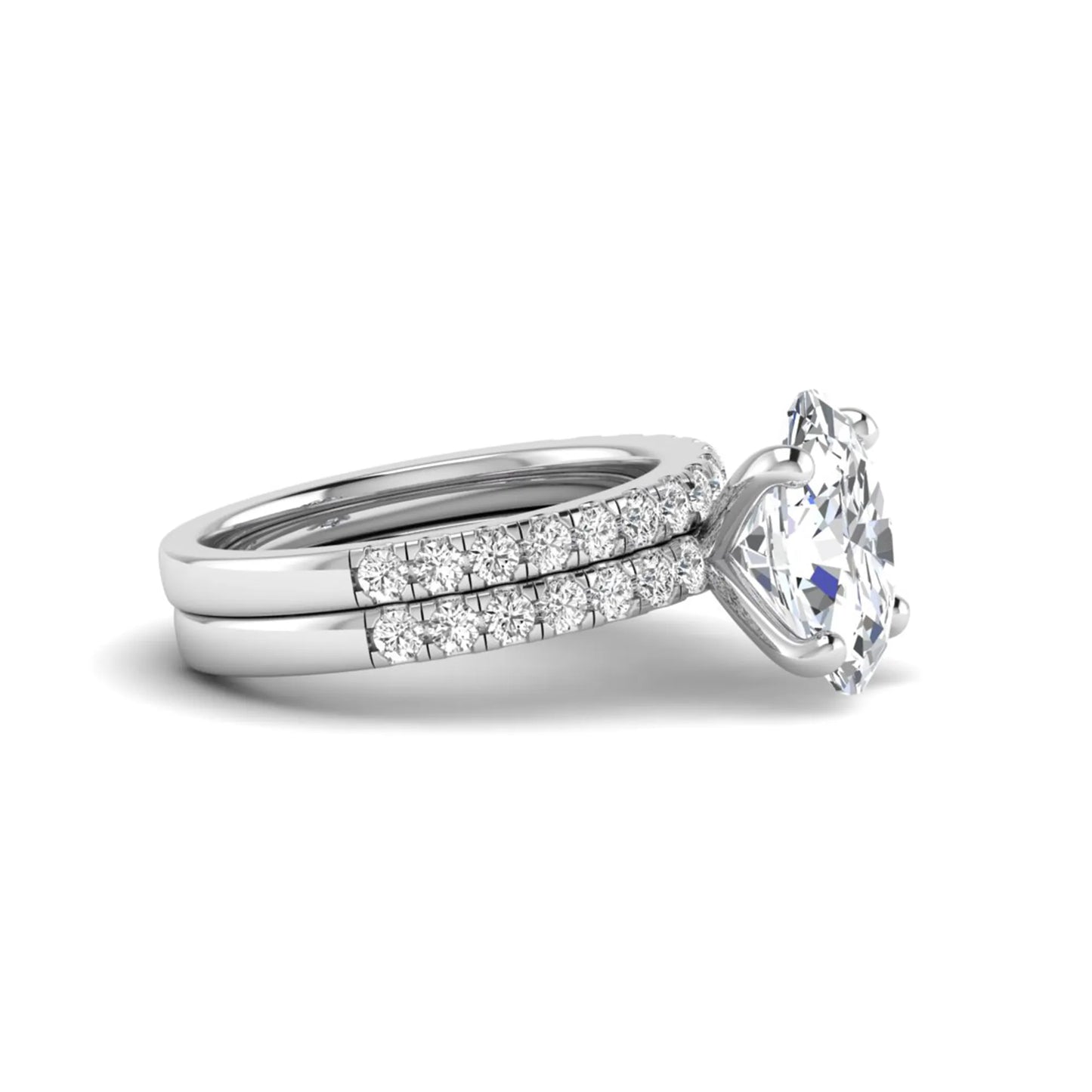 Oval Prong Set Lab Grown Diamond Bridal Ring Set