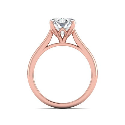 Oval cut lab grown diamond solitaire engagement ring with classic prong setting and rose gold tone shown for design reference.