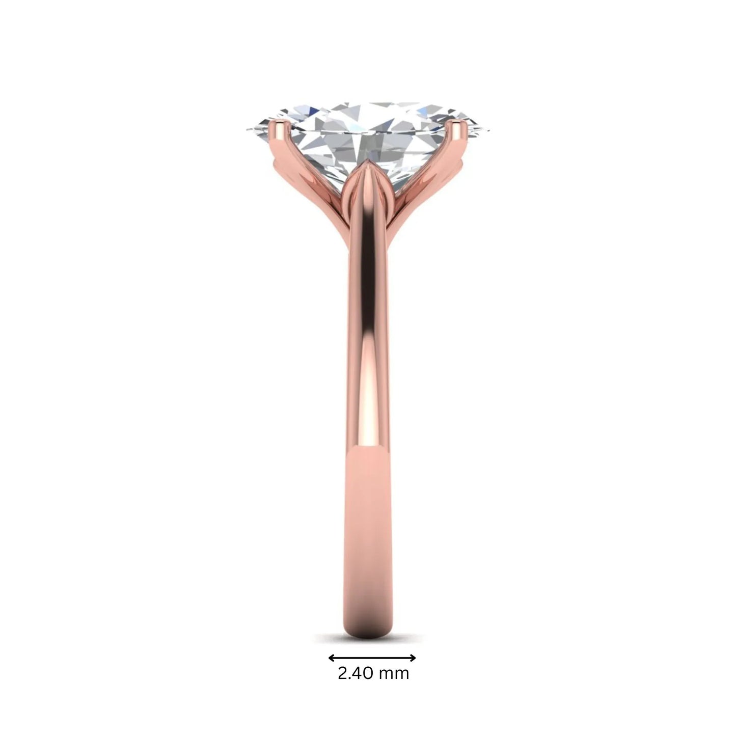Oval cut lab grown diamond solitaire engagement ring with classic prong setting and rose gold tone shown for design reference.
