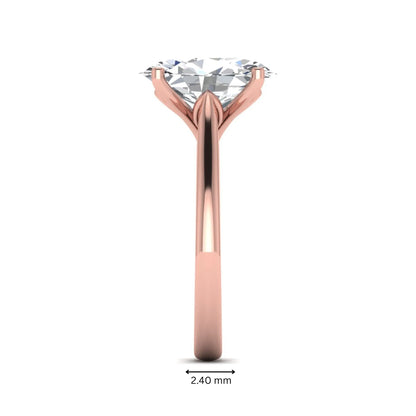Oval cut lab grown diamond solitaire engagement ring with classic prong setting and rose gold tone shown for design reference.