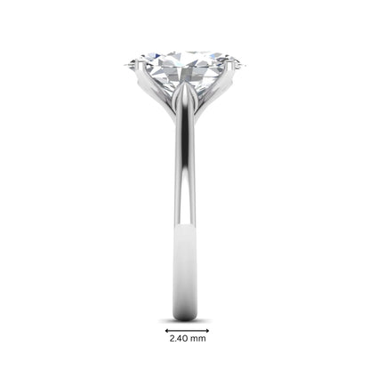 Oval cut lab grown diamond solitaire engagement ring with classic prong setting and white gold tone shown for design reference.