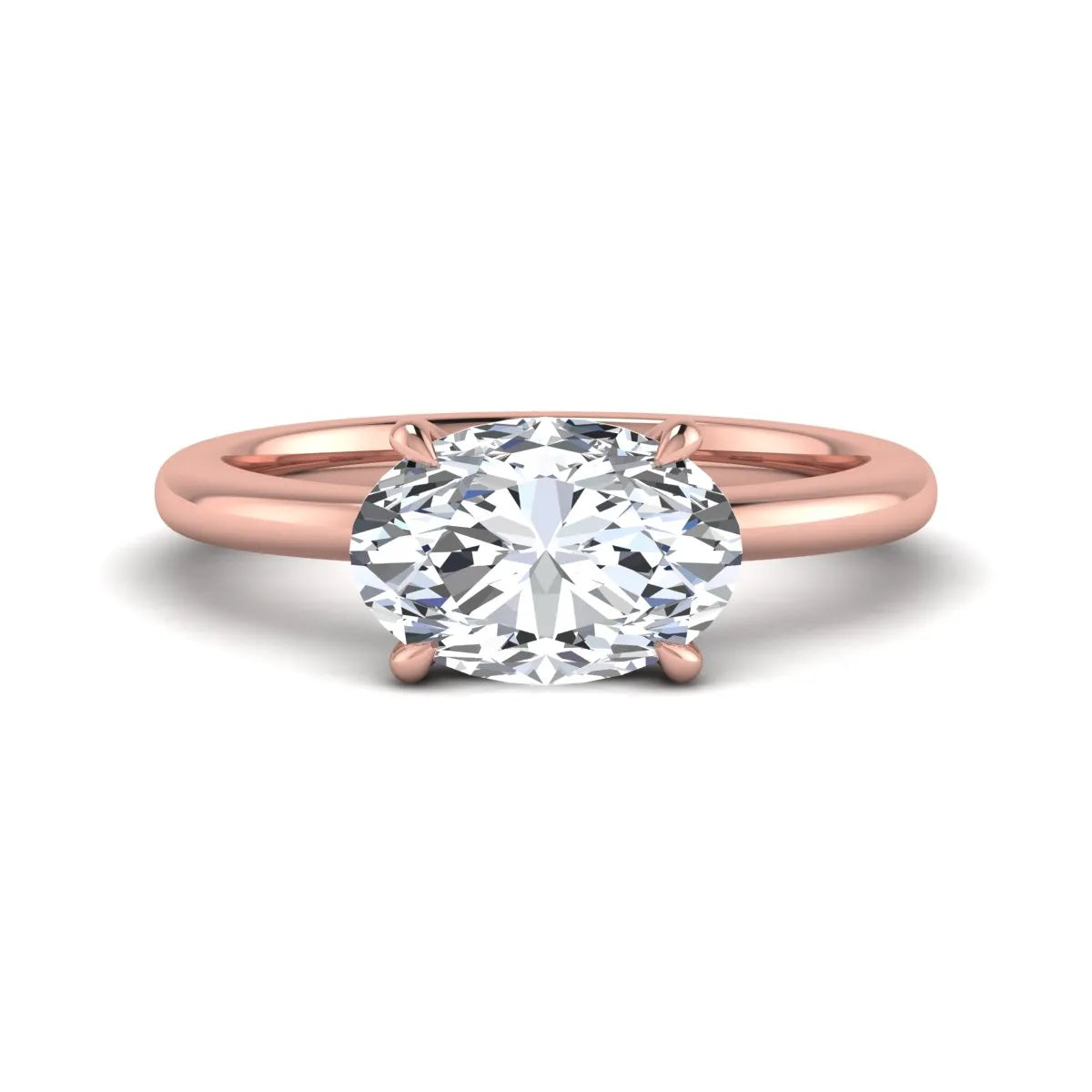 IGI Certified 1.45 carat oval cut lab grown diamond solitaire engagement ring with a polished rose gold band.