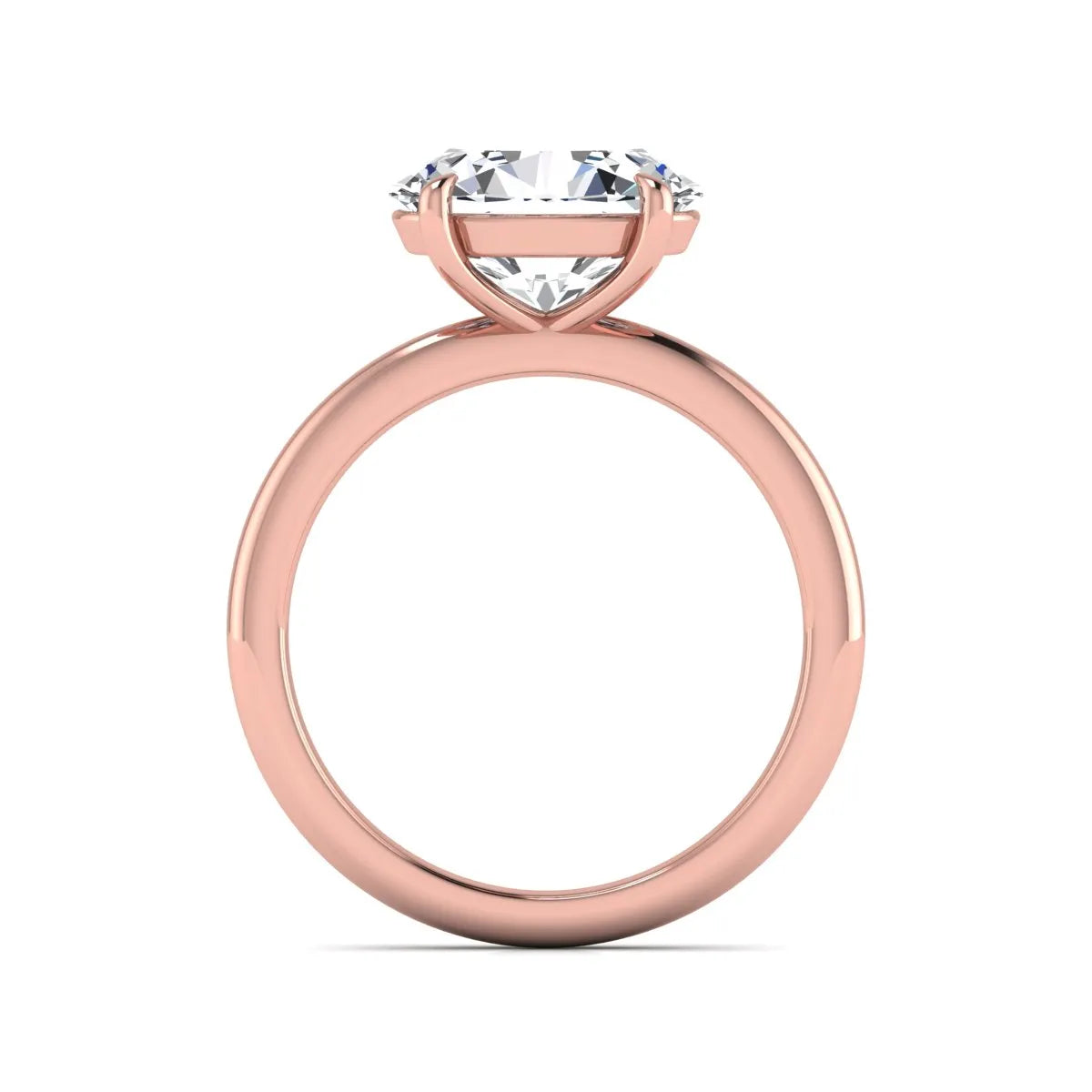 IGI Certified 1.45 carat oval cut lab grown diamond solitaire engagement ring with a polished rose gold band.
