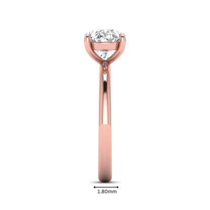 IGI Certified 1.45 carat oval cut lab grown diamond solitaire engagement ring with a polished rose gold band.