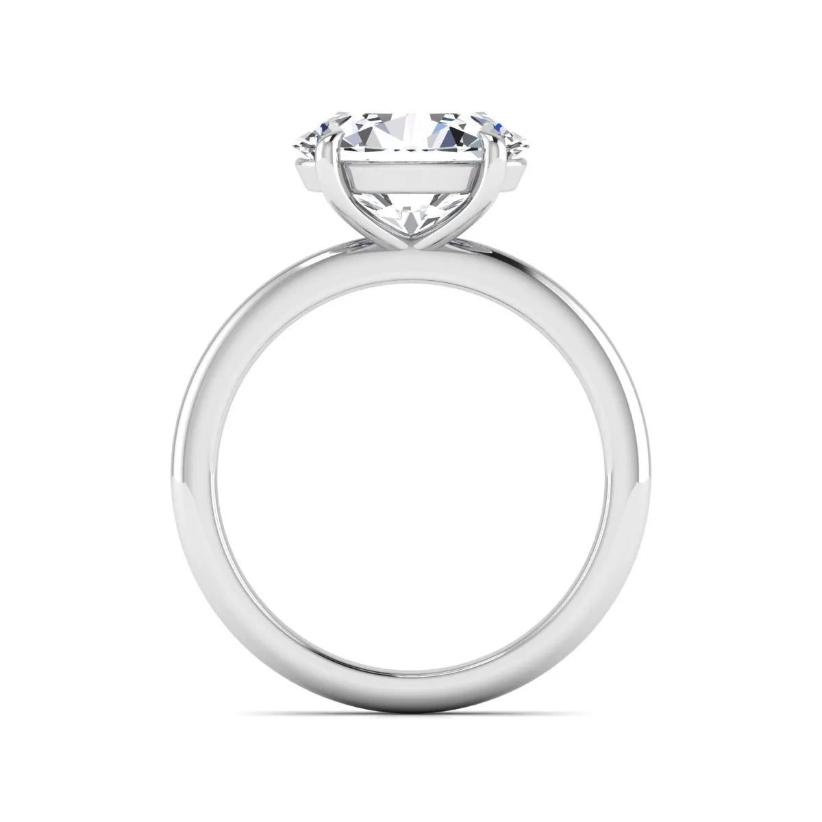 IGI Certified 1.45 carat oval cut lab grown diamond solitaire engagement ring with a polished white gold band.