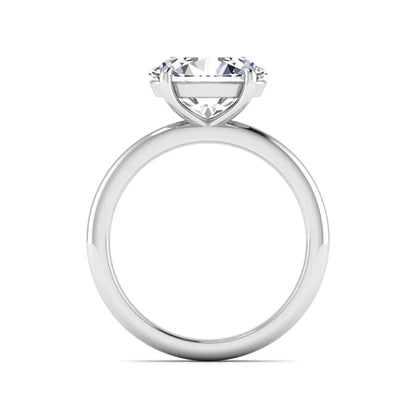 IGI Certified 1.45 carat oval cut lab grown diamond solitaire engagement ring with a polished white gold band.