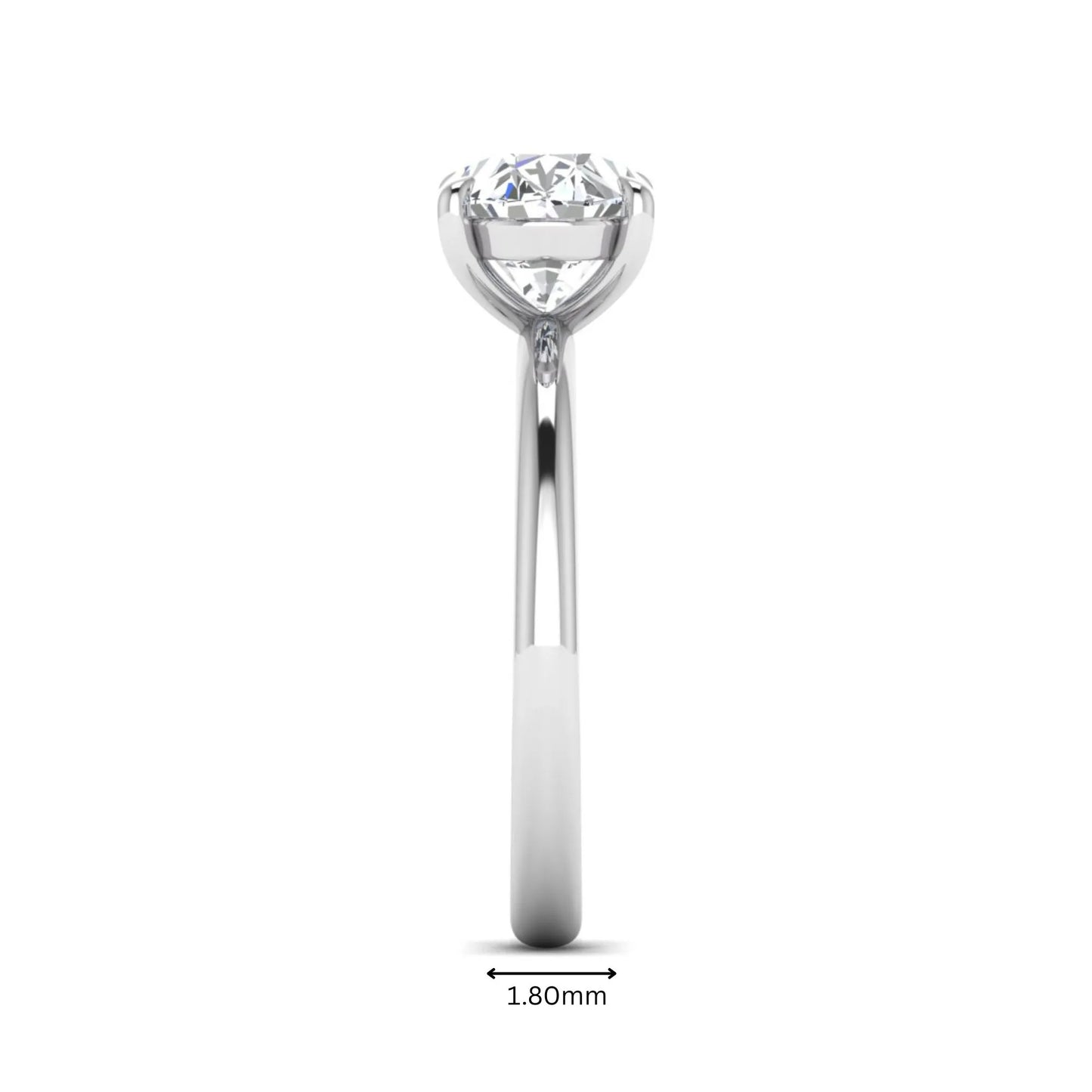 IGI Certified 1.45 carat oval cut lab grown diamond solitaire engagement ring with a polished white gold band.