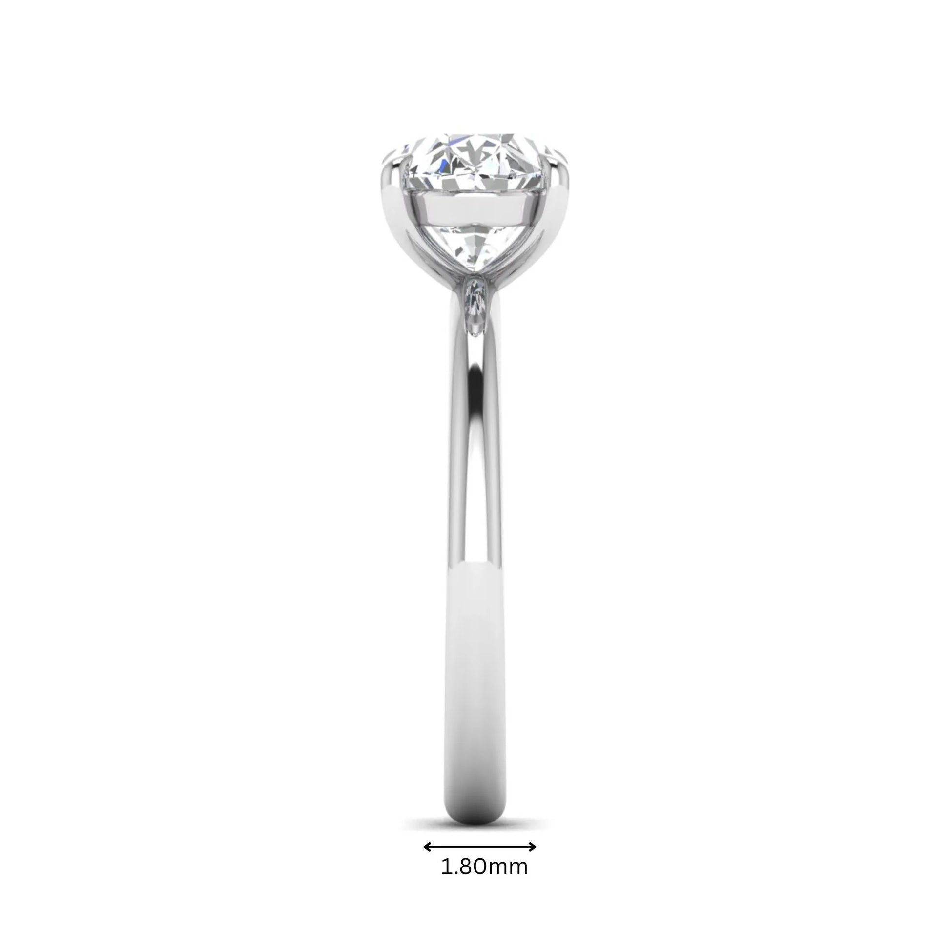 IGI Certified 1.45 carat oval cut lab grown diamond solitaire engagement ring with a polished white gold band.